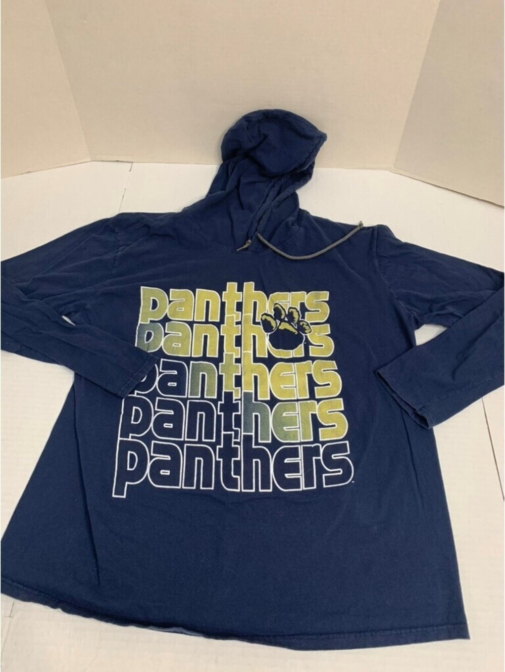 Pitt Panthers Hooded T Shirt Navy and Gold Size XL